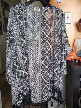 love on a hanger Black and Brown Aztec Open Kimono